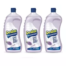 Kit 3 Multipiso Destac 3em1 Lavanda 750ml Uso Direto Limpa