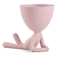 Cachepot Vaso Rosa Decorativo Poliresina Robert Meditando