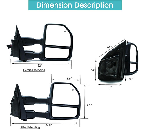 Espejos De Remolque Aptos Para Ford F250 F350 F450 F550 Supe Foto 7