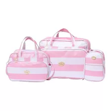 Kit Bolsas E Frasqueira Maternidade Rosa Precious