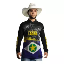 Camisa Camiseta Agro Brk Bandeira Mato Grosso Com Uv50+