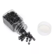 Cajita De Microring Pinches Con Goma De 500 Unidades Aprox. Color Negro