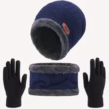 Touca Masculina Frio+ Gola Forrada + Luva - Kit Inverno