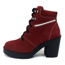 Coturno Feminino Cano Curto Couro 9405 Km Vermelho