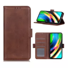 Funda Flip Cover Para Motorola G9 Plus Marron