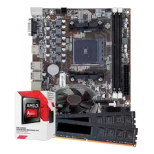 Kit Upgrade Amd A6-7480 + Cooler + Placa Mae Fm2 + 16gb Ddr3 Cor Preto