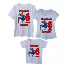 Camisetas Personalizadas Aniversário Kit Com 3 Peças Família