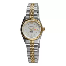 Relógio De Pulso Orient Feminino Automático 559eb3nh B1sk Cor Da Correia Prata Cor Do Bisel Dourado Cor Do Fundo Champanhe