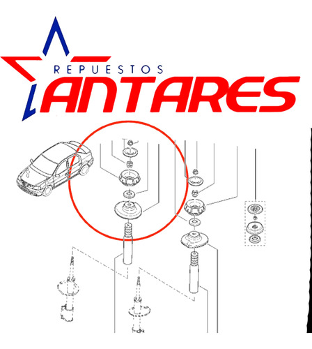 Cazoleta Amortiguador Delantera Renault Kangoo 1.9 2002 2003 Foto 9
