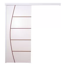 Porta Correr Branco Prime Frisada 210x110 C/kit Completa