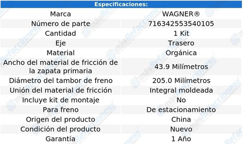 Balatas Tambor Traseras Ford E-350 Club Wagon 2002-2003 Foto 3