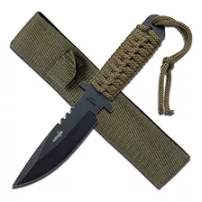 Survivor Hk-7525 Fixed Blade Outdoor Knife, Black Blade...