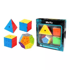 Cubos Mágicos Pack 4 Cubos, Pyraminx Megaminx Skewb Square-1