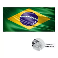 Adesivo Perfurado Bandeira Do Brrasil Veículo Cor Verde