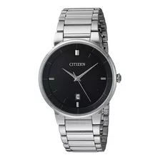 Pulseira De Relógio Masculina Citizen Quartz Original Em Aço Inoxidável, Cor: Prata, Moldura, Cor De Fundo Prateada, Cor De Fundo Preta