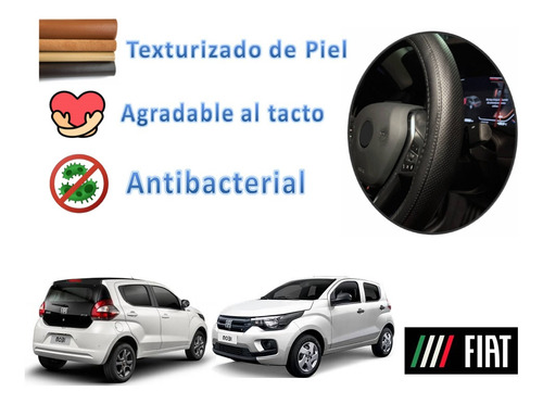 Respaldo Bolitas + Cubre Volante Piel Fiat Mobi 2015 A 2024 Foto 5