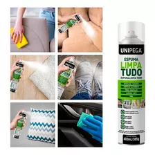 Espuma Limpa Tudo Estofados, Carpetes, Ação Profunda Unipega