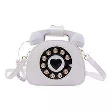 Bolsa Forma De Teléfono Vintage Kawaii Crossbody Blanco