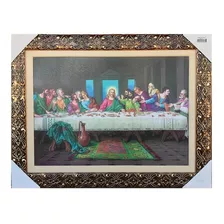 Quadro Da Santa Ceia Grande Moldura Luxo 85 X 65 Cm Cor Dourado Cor Da Armação Dourado