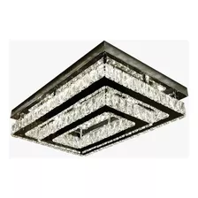 Lustre De Cristal Retangular Sobrepor + Controle Dimmer 