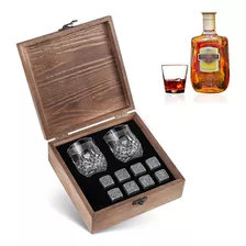 Set Whiskey Stone, 2 Tazas, Caja De Madera, 8 Tartas