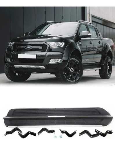 Estribos Negros  Ford Ranger Doble Cabina Original 2016 2020 Foto 4