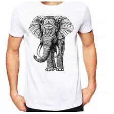 Camiseta Ou Baby Look Branca Com Elefante Ref 492