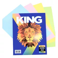 Resma King A4 70grs X 100 Hojas En Colores Surtidos Pastel