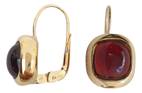 Brinco Argola De Ouro 18k 750 Com Granadas Cabochão Dourado