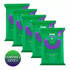 Kit Lenços Umedecidos Antisséptico Free Wipes Pack 5 Uni