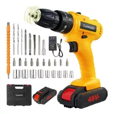 Taladro Electrico Atornillador Inalámbrico Impacto Kit 48v Color Amarillo