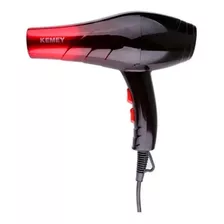 Secador De Pelo Profesional Kemei Km-3322 Ultra Liviano Color Negro Y Rojo