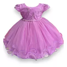 Vestido Para Bebê De Festa Lilás Luxo - P.m.g