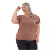 Tshirt Suede Blusa Plus Size Feminino Moda Basica Babadinho