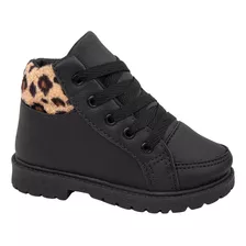 Bota Infantil Menina Botinha Feminina Infantil Coturno Onça