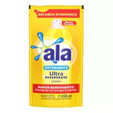 Detergente Ala Ultra Limón Semi Concentrado Repuesto 450 ml
