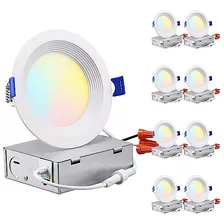 Paquete De 8 Luces Empotradas Led De 4 Pulgadas Caja De...