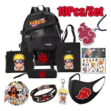 Mochila De Anime Japonés Naruto, 10 Piezas, Bolsa Para Cuade