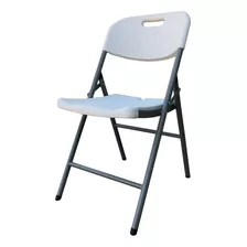 Silla Plegable De Plastico Metal Camping Jardín Color Blanco