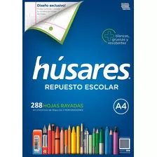 Repuesto Husares A4 90grs X 288 Hojas Rayadas