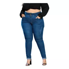 Calça Feminina Jeans Plus Size Barra Virada C/ Lycra Modinha