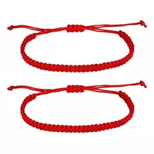  2 Pulseras - Tejida Roja Ajustable