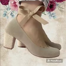 Zapatos Para Dama Artesanales Tacones Bajos Talla 37 
