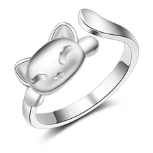 Anillo De Gato Ajustable Plata 925, Zircones Austriacos Lb