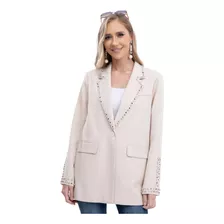 Saco De Mujer Formal Elegante Casual Cuello V Con Pedrería