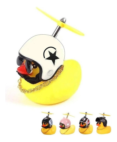 Patito Goma Casco Helice Bicicleta Moto Luz Sonido Niños Color Casco Blanco Estrella