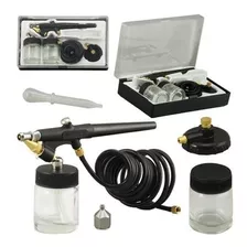 Kit Completo Aerografo Profissional 0,3mm 2 Cubas Vidro