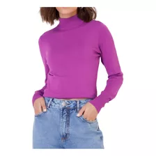 Blusa Feminina Seiki Tricot Meia Gola Roxo - 830386