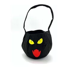Bolsa Fieltro Halloween Para Dulces Gato Negro Vampiro