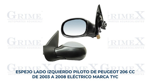 Espejo Peugeot 206 Cc 2003-04-05-06-07-2008 Electrico Ore Foto 2